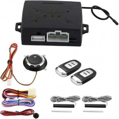 Sistema de Alarma para automóvil,Sistema de Alarma de Coche Universal Encendido del Motor Botón de Entrada sin Llave Arrancador Remoto,37854142