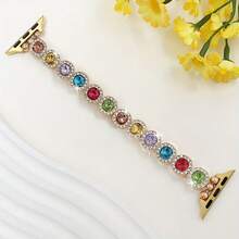 1pc Fashion Bracelet Watch Band, Compatible With 38-49mm Bands, Decorated With Colorful Crystal Elastic Strap, Fits Models And 20/22mm Lug Width Smart Watches Like Galaxy Watch, Suitable As Valentine's Day Gift (Band Only) - Gold - View 10