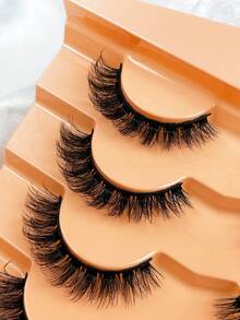 7 pares de pestañas postizas de visón sintético natural y esponjoso, crean pestañas desordenadas y encantadoras, efecto de elevación de ojos de zorro, las pestañas se pueden extender y espesar en la esquina exterior, 8D alargamiento y voluminización, ligero y adhesivo - Negro - Ver 3