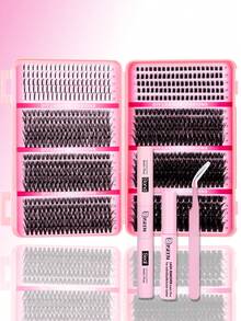 1980pcs, 780pcs, 280pcs, 140pcs, D Curl, C Curl, Eyelash Extension Kit, DIY Eyelash Extension Kit, Beginner Friendly, Fluffy And Voluminous Premade Fan Lashes, 8-16mm, 20D, 30D, 40D, 50D, 60D, 80D, 100D, 120D Individual Lashes Set, Includes Lash Glue, Sealant, Tweezers, Makeup Remover, Brush, Headband, Suitable For DIY At Home, Individual Lashes Set, Eyelashes, Eyelash Clusters (8-16mm, Kit) - 彩色 - 查看 15