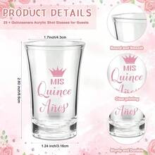Quinceanera Party Favors Guests Quinceanera Acrylic Shot Glasses Thank You Cards With Organza Bags Mis Quince Anos Sweet 15 Birthday Party FavorsRed - 粉紅色 + 25 - 查看 3