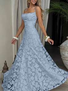 Vestido de cóctel de estilo nuevo para mujer, de moda y versátil, elegante y con estilo, vestido de fiesta, vestido strapless sexy - Azul - Ver 2