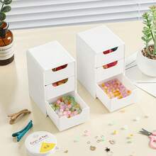 2 Pieces DIY Drawer Storage Set With 3 Compartments – Versatile White Storage Boxes Suitable For Office Supplies, Cosmetics, Jewellery And Bathroom Vanity Organisation, Ideal For Back-To-School Essentials