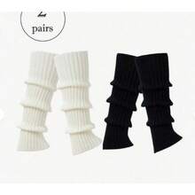 2Pairs Leg Warmers For Women, Cute Knit Leg Warmer Socks For Dance, Fall / Winter - Đen và trắng - Xem 11