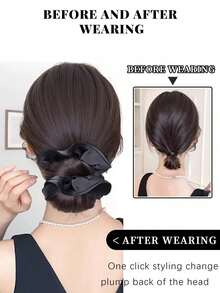 4-Inch Realistic Bun Hairpiece, Natural Looking, Twist Clip Design, Bud Hairstyle, Creates Romantic Atmosphere, With Headband At The Back - Multicolor - View 7