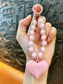 1pc Cute Women's Keychain - Fashionable Bag Charm And Key Ring, Perfect For Hanging On Your Car Or Keys - Pink - View 2