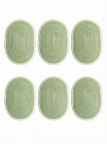 1/2/4/6/8pcs Simple Ombre Beige-Coffee Oval Polyester Placemat - Green 1 - View 10