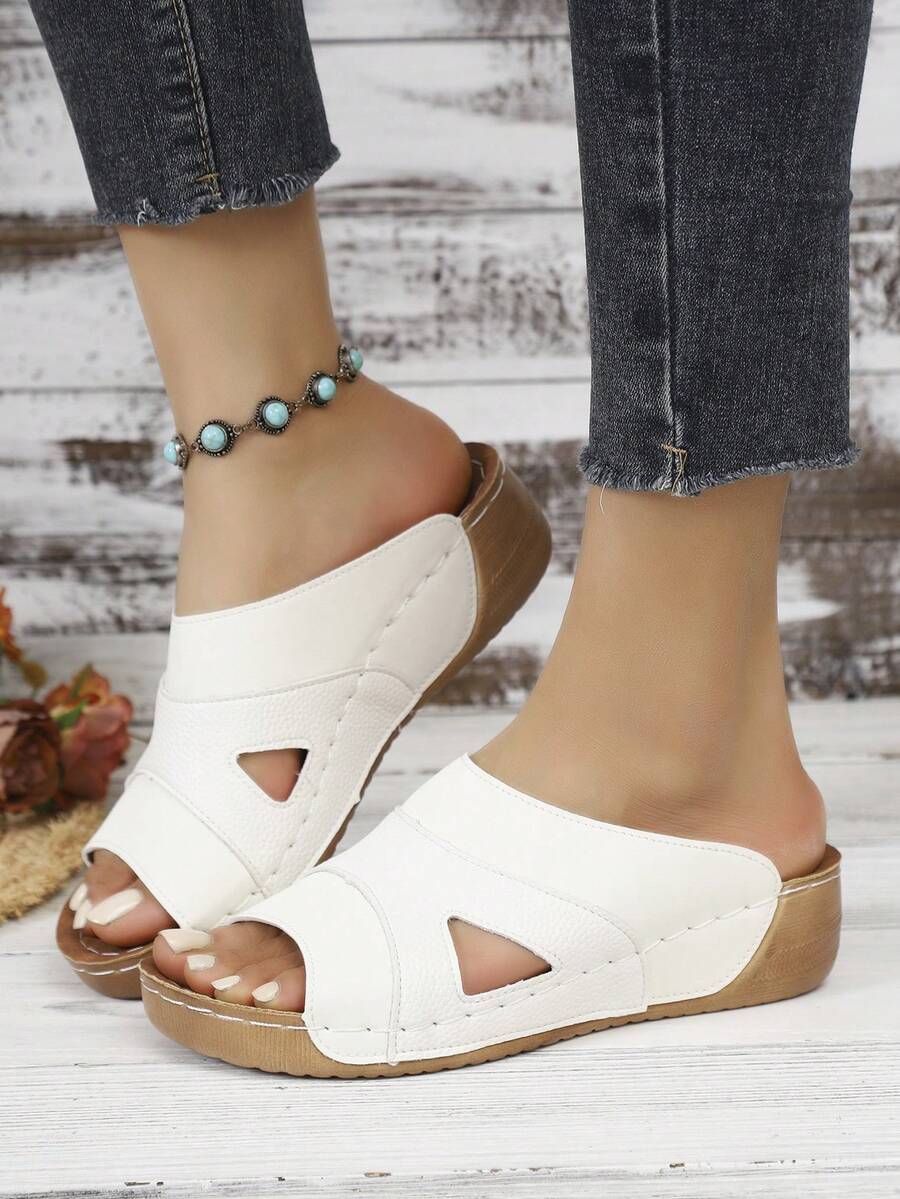 Women's Comfortable High Heel Open Toe Elegant Sandals, Fashion Platform Sandals - White - View 1
