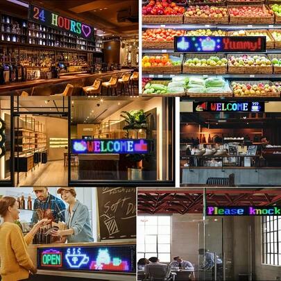 1 pieza Pantalla LED de desplazamiento controlada por aplicación - Pantalla multicolor vibrante para tiendas, vehículos y eventos - Alimentada por USB, eficiente energéticamente, diseño flexible con control remoto, pantalla de eventos | Publicidad multicolor | Control remoto