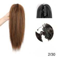 1pc Elegant Synthetic Claw Clip-On Ponytail Extension, Medium-Long Straight Hair, High-Temperature Fiber Material, Natural Appearance, Easy To Wear, Suitable For Everyday Use - Multicolor - View 12