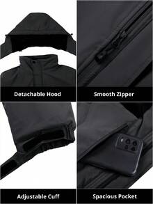 CAMEL CROWN 男士冬季滑雪服，登山雪地外套，防水可拆卸帽子，防风抓绒雨衣