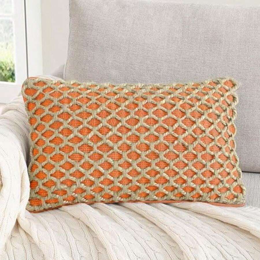 Boho Living Jada - Manta Decorativa de Calidad, decoración de Sala de Estar, (1) Funda de Almohada de 12 x 20 Pulgadas, Color(51 x 30 cm (Pack of 1) Cosecha Naranja) - 50*60 - Ver 1