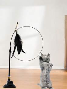 Đồ chơi cần câu cho mèo kèm lông vũ và chuông, ruột thay thế, cốc hút mạnh, đồ chơi tương tác cho mèo con, đồ chơi trong nhà cho mèo, cần câu cầm tay giúp mèo cào móng, tập thể dục và giải trí. - Nhiều màu - Xem 12