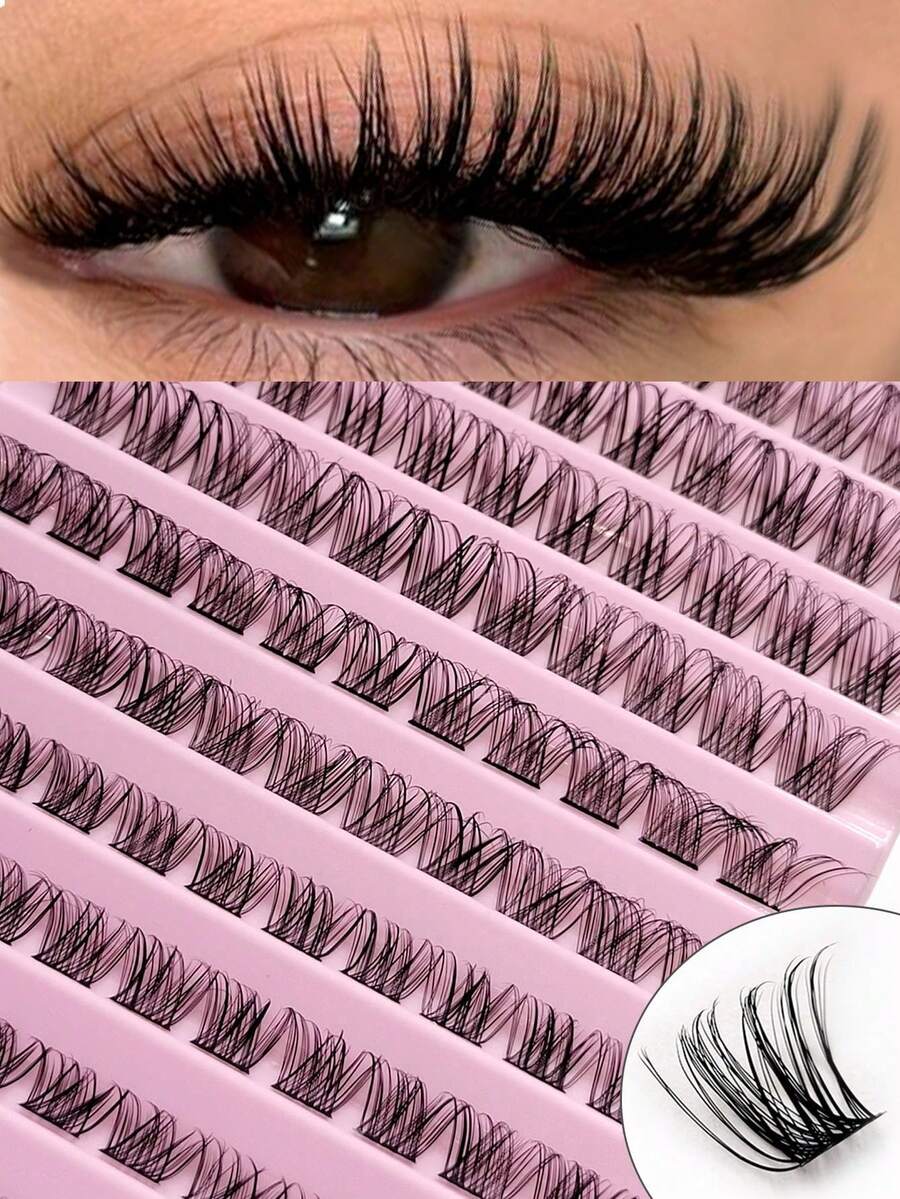 110片装DIY睫毛嫁接，轻盈柔软交叉自然假睫毛，睫毛簇，单根睫毛，假睫毛 - D - 查看 1