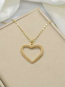 1件优雅简约大爱心吊坠项链，适合女性日常、派对、聚会或特殊场合佩戴，精致时尚首饰，金色粗链项链，情人节礼物、结婚纪念日礼物，送给女友、妻子、母亲的最佳礼物