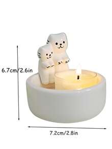1个情侣猫咪陶瓷烛台，猫咪香氛烛台，情人节猫咪摆件 | 情人节礼物，派对装饰，家居装饰，房间装饰