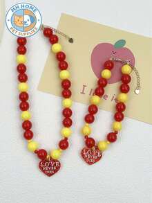 1 Piece Cute Romantic Valentine's Day Pet Cat And Dog Necklace Adjustable Cat Necklace Red Heart Beaded Dog Jewelry Heart Pendant Neck Strap Accessories Cat And Dog Jewelry, Pet Clothing Decoration Dogs Kitten Collar Pet Collar Kitty Collar Cartoon Cat Collar Pet Gifts Photo Shoot Prop Cute Pet Necklace Dog Necklace Puppy Necklace Doggy Necklace - Multicolor - View 11