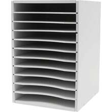 Vertikaler Desktop-Sortierer, stapelbarer Schreibtischorganizer, 11-Fach-Desktop-Dateisortierer, Schreibtischorganizer mit Briefschubladenhalter, Dokumentenspeicherregal für Home Office und Schule (weiß) - Weiss - Übersicht 5
