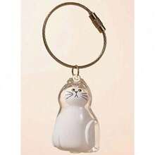 1pc Cute Cartoon Cat Keychain - Clear Oval Keychain Bag Ornament, Suitable For Cat Lovers And Pet Owners Battery-Free Gifts School Car Accessories Goth Y2k - Nhiều màu1 - Xem 2