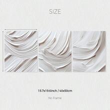 3幅中性米色柔和色调极简主义墙面艺术画，米白色波浪抽象印花，笔触海报，现代墙面装饰，帆布画，适用于客厅、卧室、厨房、家庭办公室、咖啡馆、酒吧、宿舍、走廊、家居和房间装饰，不含画框 - 淺灰色 - 查看 14