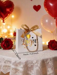 10个/1个/情人节礼盒，带丝带蝴蝶结。适合盛放各种小物件，是节日、生日、情人节、感恩节、单身派对或送给爱人或朋友的完美礼物。 - 白色+金色絲帶[手提] - 查看 3