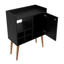 Retro Buffet Sideboard With Spindle Legs, Door And Shelves, For Living Room, Office, Or Coffee Corner - màu đen - Xem 4