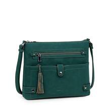 Large Crossbody Purses For Women Crossbody Bag, Designer Leather Cross Body Purses Multi Pocket Shoulder Bag - 深綠色麂皮風格 - 查看 10
