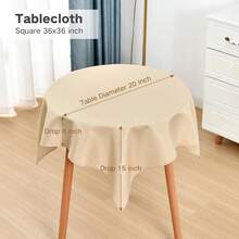 [Free Shipping]Small Square Tablecloth 36x36 Inch Washable Polyester Side Table Cloth Solid Beige Heavy Duty End Table Cover For Dining Home Party - Beige36inchx36inchSquare - View 3