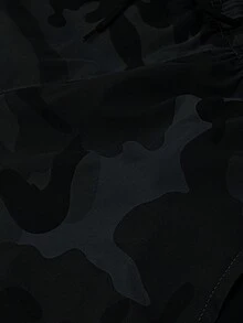 Hidkat Women's Camouflage Casual Cargo Pants, Featuring Large Patch Pockets, An Elastic Drawstring Waistband, And Ankle-Cuffed Design, Suitable For Daily Outdoor Casual Wear. - Ngụy trang đen - Xem 6