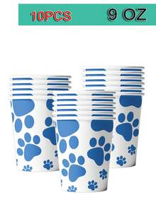 10/20pcs Dog Themed Party Tableware Set, Disposable Dinnerware Set, Dining Table Decor, Birthday Decor, Picnic Supplies, Scene Decor, Party Atmosphere Props, Holiday Supplies, Party Decorations - Multicolor - View 10
