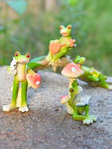 Garden & Home Resin Mini Cartoon Frog-Shaped Gardening Decorative Ornaments, Suitable For Outdoor Garden And Courtyard Decoration, Home Decoration, Back-To-School Season, And Gift Giving (Please Note The Size Before Purchasing) - Multicolor - View 1