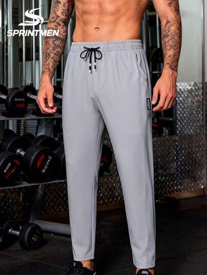 1pc Light Grey Men's Sweatpants, Breathable Comfortable Drawstring Elastic Waist Casual 3/4 Pants, Sporty Casual Style, Machine Washable, Summer Boyfriend Style Sportswear For Men, Essential For Workout, Running, Fitness