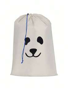 1个大号纯棉动物纹洗衣袋，抽绳封口，方便收纳脏衣服，便携实用。