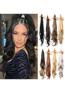 32 Zoll Clip-In Pferdeschwanz Extensions, langer Pferdeschwanz, für Frauen, elastischer Wickel-Pferdeschwanz, natürlicher synthetischer Pferdeschwanz - Verschiedenfarbig - Übersicht 2