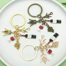 1 葡萄酒开瓶器、葡萄酒瓶起子、葡萄吊坠、钥匙扣、个性化创意钥匙扣、独特手机链、汽车钥匙扣、音乐节爱好者礼物、爱人礼物、汽车吊坠、背包吊坠、手提包吊坠，适合返校季礼物。 - 金色 - 查看 5