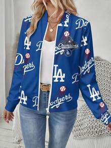 This Los Angeles Dodgers Women's Athletic Jacket Is Perfect For Baseball, Featuring A Los Angeles Dodgers Print Casual Jacket Design, Suitable For Outdoor Activities. 6_6_bg11_t1 - Nhiều màu - Xem 1
