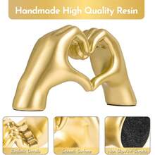 1pc Heart Shaped Hand Sculpture Decoration Suitable For Living Room Bedroom Bookshelf Coffee Table And Office Display, Love Finger Statue Modern Aesthetic Home Decoration, Unique Wedding Christmas Birthday Gift (Multi-Color) - Multicolor - View 4