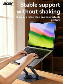 Acer AMS021 Laptop & Tablet 2-In-1 Desktop Stand, Ergonomic Riser, Silicone Non-Slip Foldable Portable, Adjustable Height, Carbon Steel Structure High-Efficiency Cooling Base, Fits Laptops & Tablets Up To 18 Inches - Grey - View 11