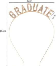 Soochat Graduation Headbands With Rhinestones Graduate Headband Crown Tiara For Women Girls Graduation Party Drations (Glod) - Black - View 2