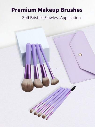 9pcs Professional Makeup Brush Set, Including Angled Foundation Brush, Contour Brush, Blush Brush, Powder Brush, Eye Shadow Brush, Concealer Brush, Highlighter Brush, Blending Brush. This Soft And Multi-Functional Makeup Brush Set Is Designed For Women, Convenient To Carry, Ideal For Travel, And A Great Gift For Women And Girls.