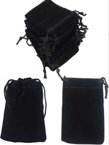 30pcs Wedding Party DIY Supplies Kit, Velvet Jewelry Pouches, Gift Drawstring Bags, Black Gift Packaging Bags, Suitable For Valentine's Day, Mother's Day - Black - View 4