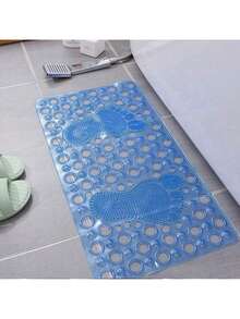 1 Pieza Alfombrilla Antideslizante para Baño con Ventosas y Relieve de Masaje – Tapete de Ducha de PVC, Uso Diario, Ideal para Ducha, Baño y Piscina - Celeste - Ver 2