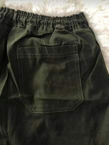 Cargo Shorts With Elastic Waistband, Direct From The Factory. - Army Green - View 3