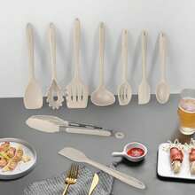 Kitchen Utensil Set - 11 Cooking Utensils - Colorful Silicone Kitchen Utensils - Nonstick Cookware With Spatula Set - Colored Best Kitchen Tools Kitchen Gadgets (Khaki) - Khaki - View 3