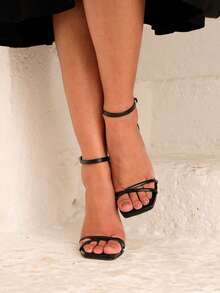 Women's Sandal With Two Straps In X 11cm Angela Galvão - 黑色 - 查看 4
