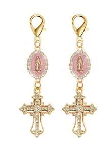 基督教十字架吊坠钥匙扣，镶钻十字架吊坠挂饰 - 十字架钥匙扣包包挂饰，十字架吊坠钱包背包装饰耳机盒配件行李箱和汽车钥匙扣钱包挂饰钥匙圈 - 彩色 - 查看 16