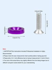 20件套M6 x 20mm阳极氧化铝螺栓和垫圈套装 - 高抛光JDM风格紧固件，适用于保险杠、引擎盖、后备箱盖、车牌框、格栅、车灯、汽车造型和DIY改装