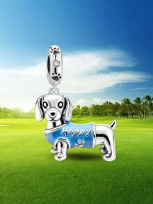 1 mặt dây chuyền hình chó Dachshund vui vẻ bằng bạc Sterling 925, thích hợp để làm vòng tay, lắc tay, trang sức tự làm và phụ kiện hàng ngày cho nữ, phù hợp cho các bạn gái đeo. - Chú chó Dachshund hạnh phúc - Xem 5