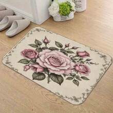 1pc/3pcs,Vintage Floral Design Welcome Mat - Elegant Rose Pattern Entryway Rug, Soft And Durable Indoor/Outdoor Doormat - Ideal For Home Decor, Perfect Gift For Garden Lovers And Flower EnthusiastsSoft, Comfortable And Easy To Clean, Suitable For Hallway Bathroom, Bedroom, Kitchen, Porch, Laundry Room, RV Outdoor Decoration Holiday Decoration Three Sizes Available Halloween Door Decor Fall Decorations For Home>Kitchen - 黑色 - 查看 4
