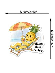 1pc "Beach Wanderer" Vibrant & Fun Sticker - Vivid Pineapple Pattern Suitable For Water Bottles, Laptops And Helmets. Spread Summer Vibes With These Fun Stickers. - Style 1 - View 5